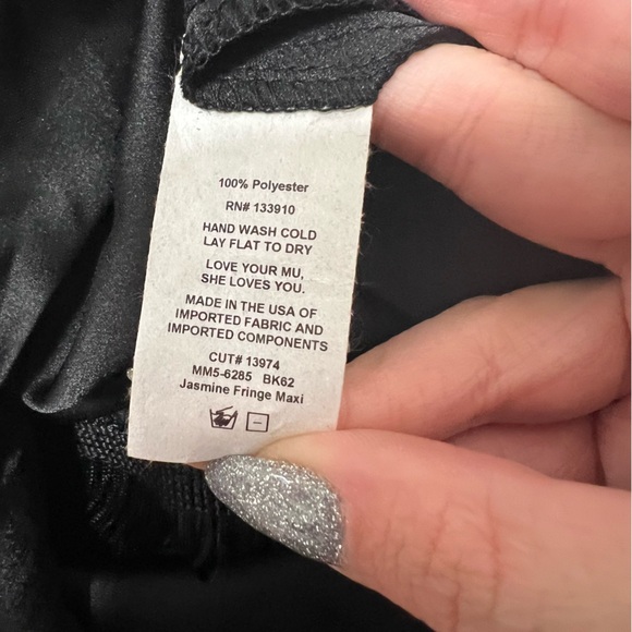 NEW NWOT Show Me Your Mumu Jasmine Fringe Halter Maxi Dress Black Satin SIZE M - Picture 12 of 12